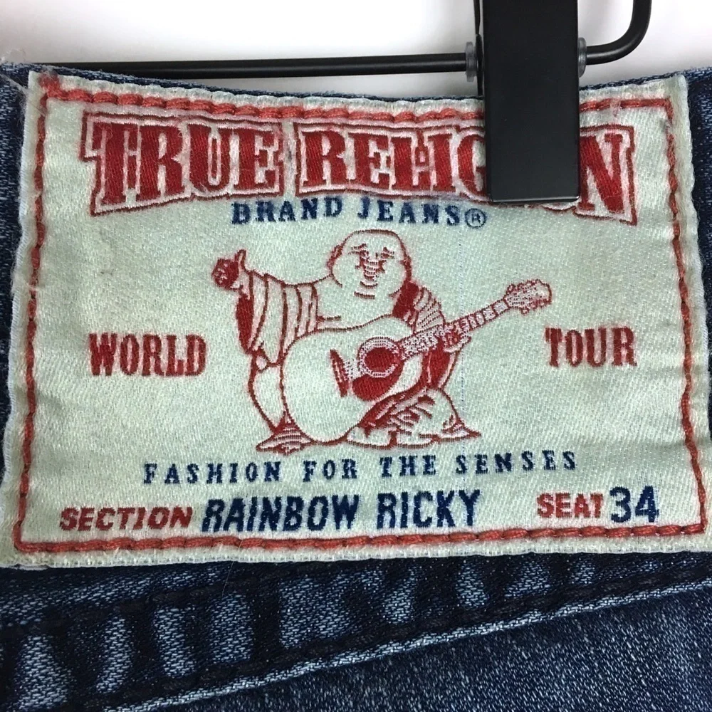 TRUE RELIGION Skinny Jeans Rainbow Ricky Slim 24859SO Dark Wash Denim Size 29